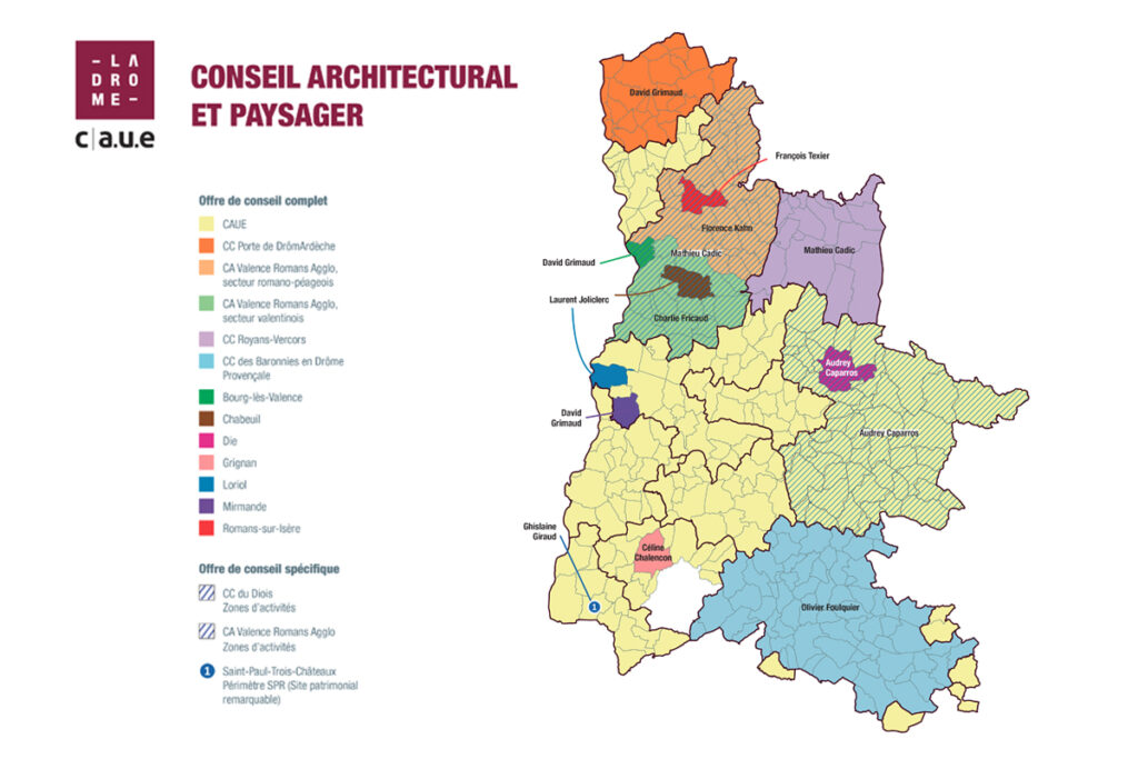 Carte du conseil architectural et paysager en Drôme